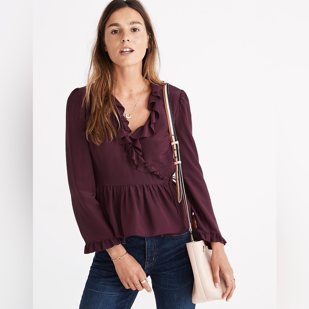 Madewell | Silk Ruffle-Hem Wrap Top